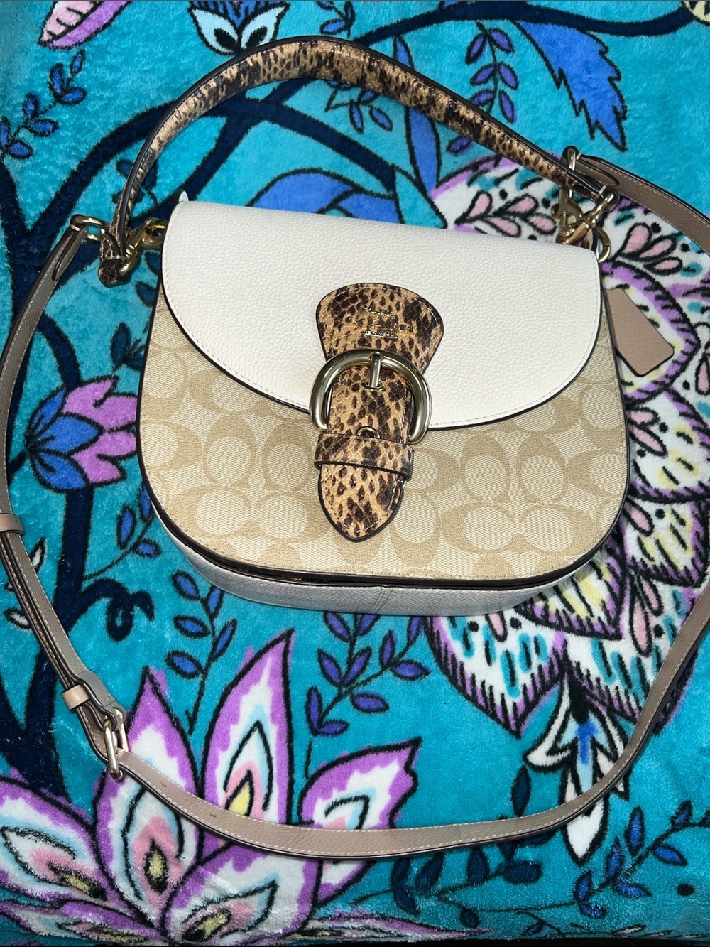Coach Two-Tone Saddle Crossbody with Buckle